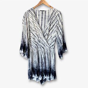 Staccato Flowy Tie Dye Romper Navy and White Womens Large Boho Festival 90s Y2K